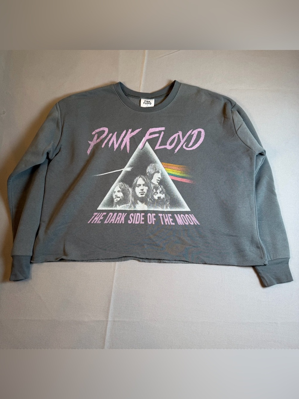 Pink Floyd Women’s szS ‘Dark Side of the Moon' Cropped Crewneck Sweatshirt Gray